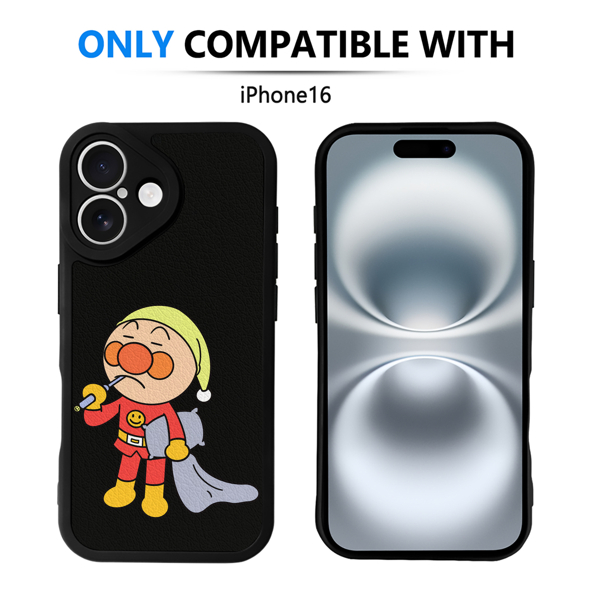 （画像用） アンパンマン Anpanman 【iPhone 16シリーズ対応】シリコンスマホケース（レザー調） 材質：シリコン